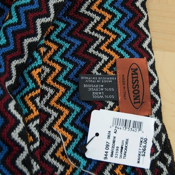 Missoni Orange Label Zig Zag Oblong Scarf Wrap - Picture 2 of 2